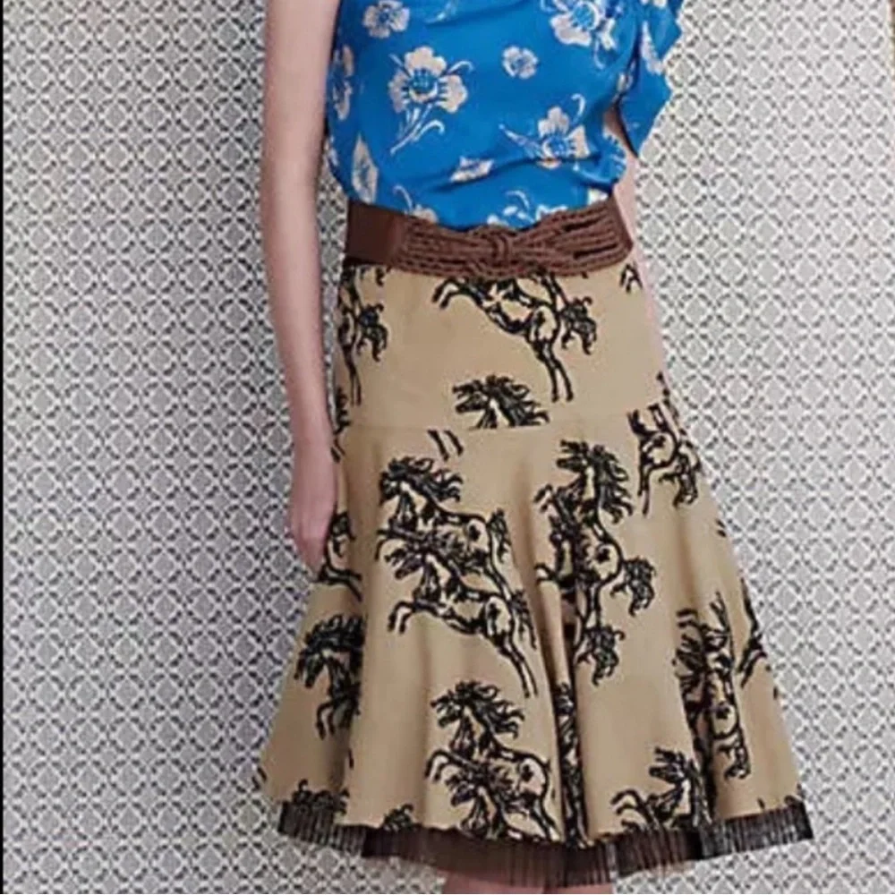 Anthropologie Odille Galloping Horses Swing Skirt - Picture 1 of 15
